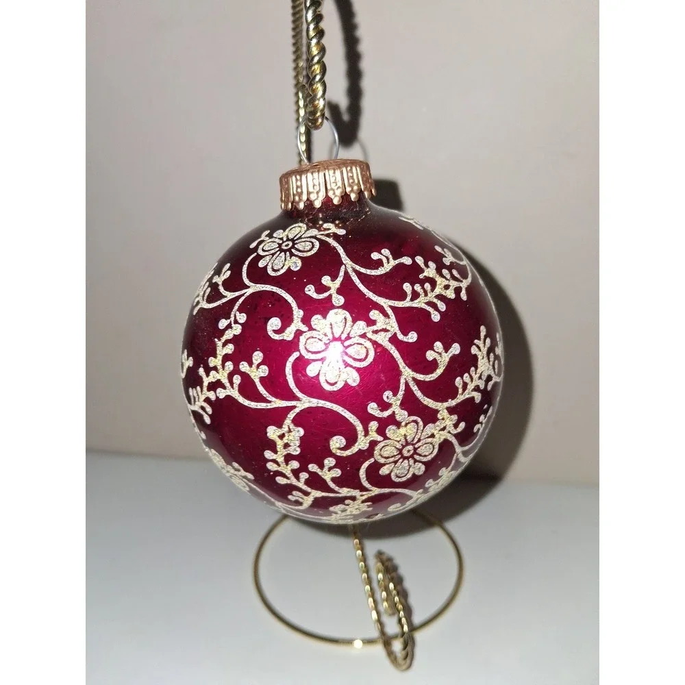 Vintage West Germany hand decorated mercury glass Christmas ornament.